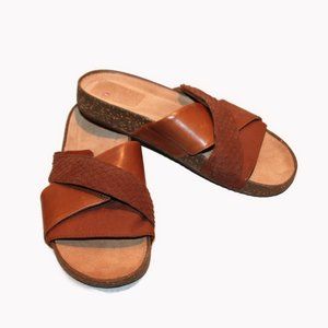 EUC LADIES CLARKS UNSTRUCTURED SLIDE/SANDALS - 8 - BROWN